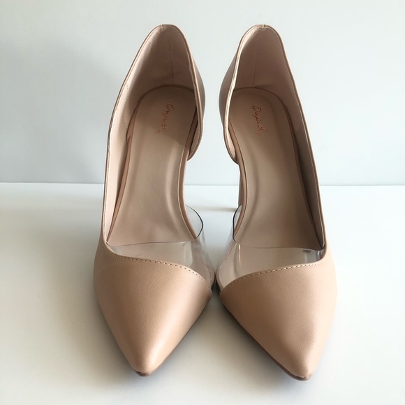 tan and clear heels